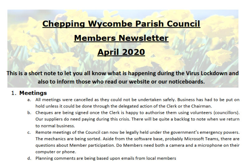April 2020 Newsletter