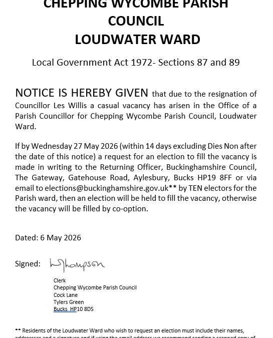Loudwater Councillor Vacancy